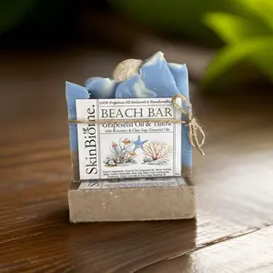 SkinBiome Beach Bar Tallow Soap Bar – All Natural Grass Fed Tallow Soap – Moisturizing Face & Body Wash Great for Eczema, Dry, Itchy, Sensitive Skin