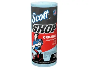 DA01 Scott Original Blue Shop Paper Towel Roll, (55 Sheets Per Roll) Tet Wipes