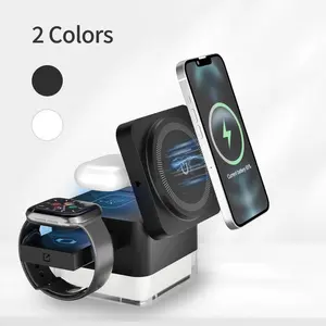 3 In 1 Wireless Charging Station, Portable Charger Wireless, 15W Fast Charging Stand, Multifunctional Magnetic Charging Stand Compatible with iPhone, iWatch, AirPods Series, Stocking Fillers Gift, Charging Stations, Wireless Charger