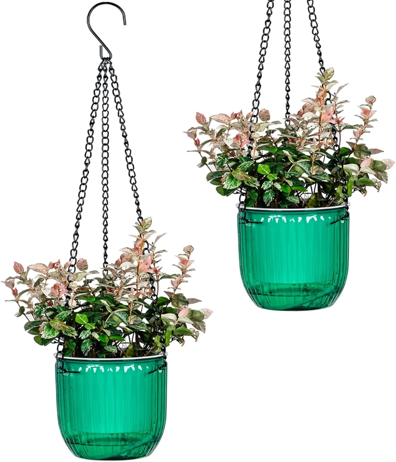 4.5 Inch Self Watering Hanging Planter - 2 Pcs Indoor & Outdoor Hanging Planters with Drainage Holes & Plant Hanger for Home Decor