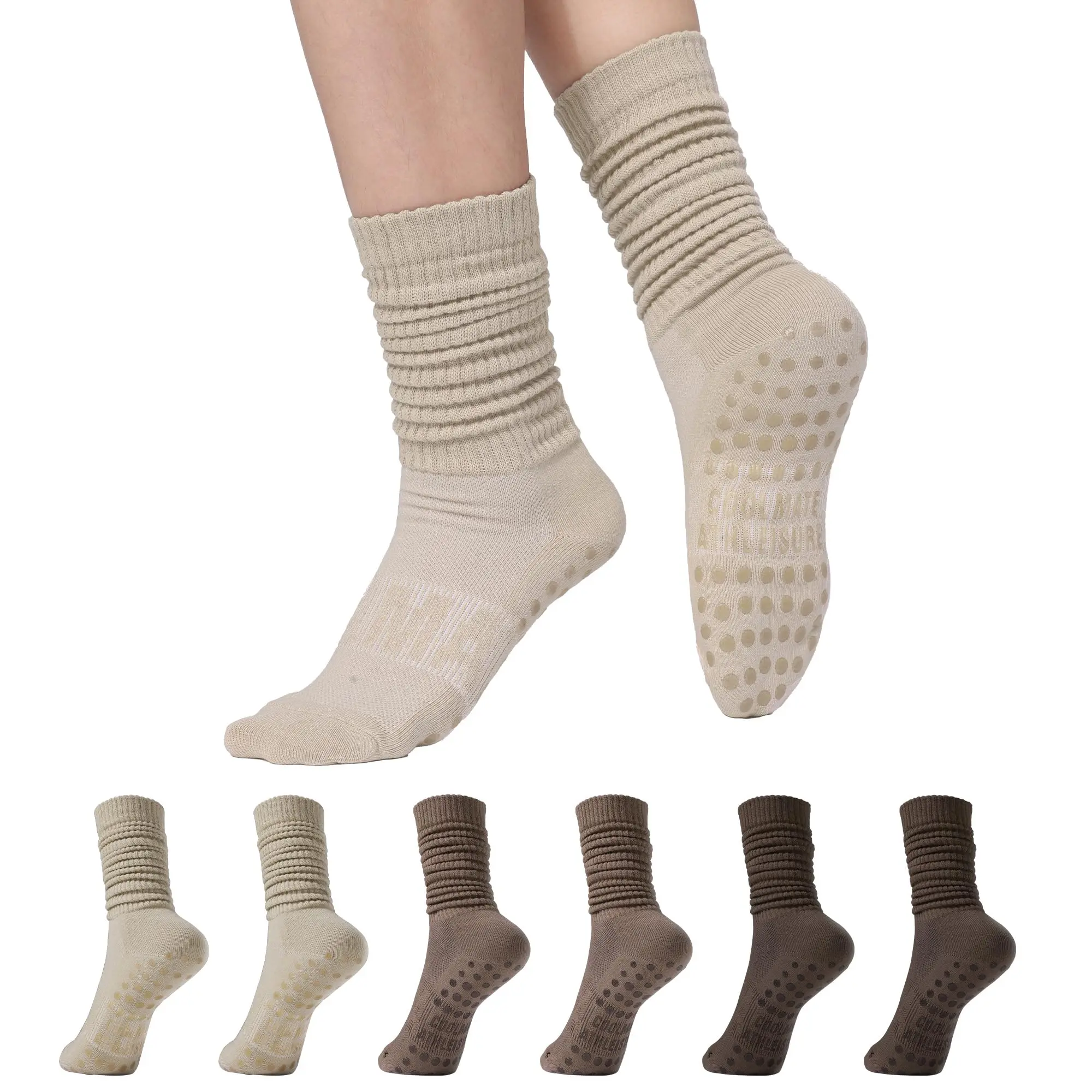 Coolmate Pilates Socks With Grips For Women  Yoga Crew Non Slip Workout Barre Gifts