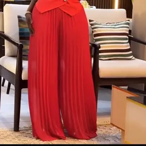 Beach Elegant Elastic Waist Pleated Large-Footed Extra-Long Wide-Leg Pants For Women Pleated Pants Tall  Pants For Women Bottoms Fabric Fit Chifon Womenswear Elastic band  Trouser Basic Wideleg l Minimalist Casual