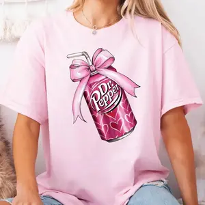 Pink Bow Coquette Dr Pepper Shirt, Cute Pink Soda Drink Sweatshirt, Dr.Pepper Shirt Aesthetic Girly Sweatshirt, Pink Bow Shirt