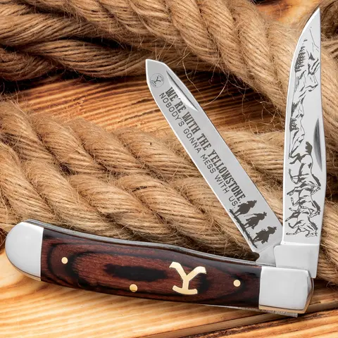 Ranch Hand Trapper Pocket Knife - Stainless Steel Blade, Brass Accents, Compact Outdoor Survival Aid, Hiking Bushcrafting Tool for Carving, Peeling, Adults