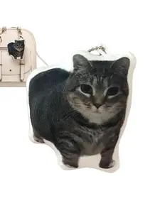 Oiiai Cat Plush Key Chain, Funny Rotating Cat Keychain with Voice, Cute Stuffed Cat Meme Pendant, Ideal for Kids and Adults