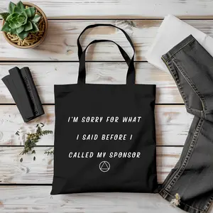 Funny AA Recovery Canvas Big Book Bag- Great for meetings, Sponsee Gifts, Sobriety Tote, Soberversary, Sobriety Birthday