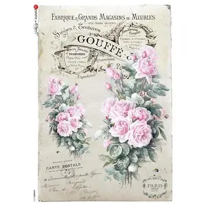 French Pink Roses Rice Paper