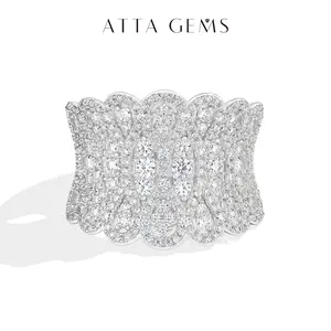 ATTAGEMS Luxury D Color VVS1 Round Cut Lab-Grown Moissanite Ring for Women 925 Sterling Silver Ring Engagement Wedding Ring Party Fine Jewelry R379