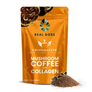Real Dose Grindmaster Mushroom Coffee with Collagen - Focus Gut Health & Energy Keto & Dairy-Free Chaga Lion's Mane Hydrolyzed Collagen