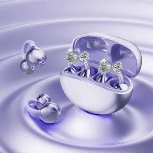 CHENRUIDA GL8 Clip On Wireless Headphones 2025 Bluetooth 6.0 DT6.0 Tech 360° Sound IPX7 Waterproof TWS Earbuds for Music Calls Sports Purple TWS Electronic