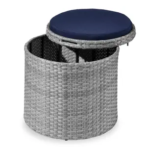 Best Choice Products Round Wicker Ottoman, Multipurpose Furniture w/ Removable Cushion, Steel Frame