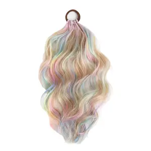 Blonde + Prism Rainbow Wavy Short Ponytail