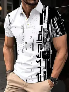 Halloween - Christmas Carnival - Black Friday - New Fashion - Men's Casual sports polo Shirt - Classic geometric pattern pink and black gradient design, breathable short-sleeved casual top, golf, tennis, street, vacation, gift