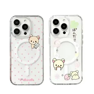 Rilakkuma Cute Transparent Silicone Phone Case  for iPhone 17 16 15 14 13 12 11 Pro Air Plus ProMax and Samsung S26-S20 Plus Ultra FE anti drop and phone case