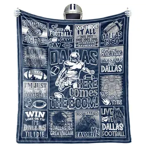 Dallas Flannel Blanket 60x50 Inch, Football Team Blanket, Gift for Boys and Girls Youth Fans, Football Patchwork Travel Blanket
