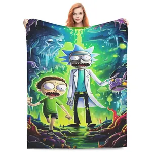 Rick and Morty Flannel Blanket Funny Ultra-Soft Micro Warm Throw Blanket Fleece Blanket Interesting Gift 50"x40"