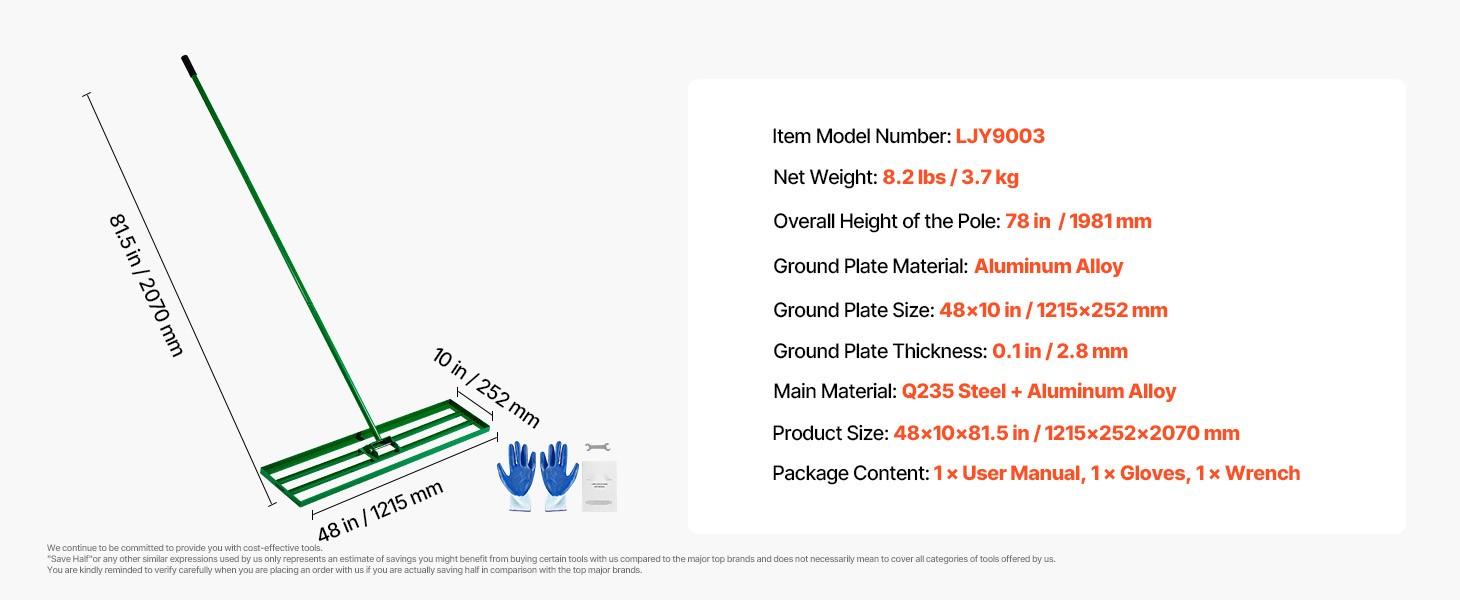 Lawn Leveling Rake 48" x 10" Heavy-Duty Level Lawn Tool With 78" Steel Extended Handle, Yard Leveler For Garden, Golf Lawn, Farm, Patio And Landscaping Projects, Durable Construction For Even Ground And Easy Leveling Lawn Leveling Rake 48" x 10" Heavy-Duty Level Lawn Tool With 78" Steel Extended Handle, Yard Leveler For Garden, Golf Lawn, Farm, Patio And Landscaping Projects, Durable Construction For Even Ground And Easy Leveling
