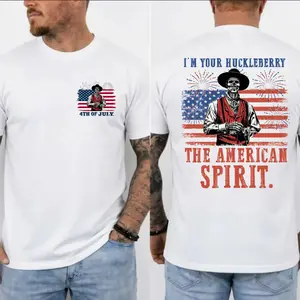 Doc Holliday I'm Your Huckleberry The American Spirit T-Shirt, Skeleton Cowboy 4th of July Shirt, Independence Day Merch, Gift For Him