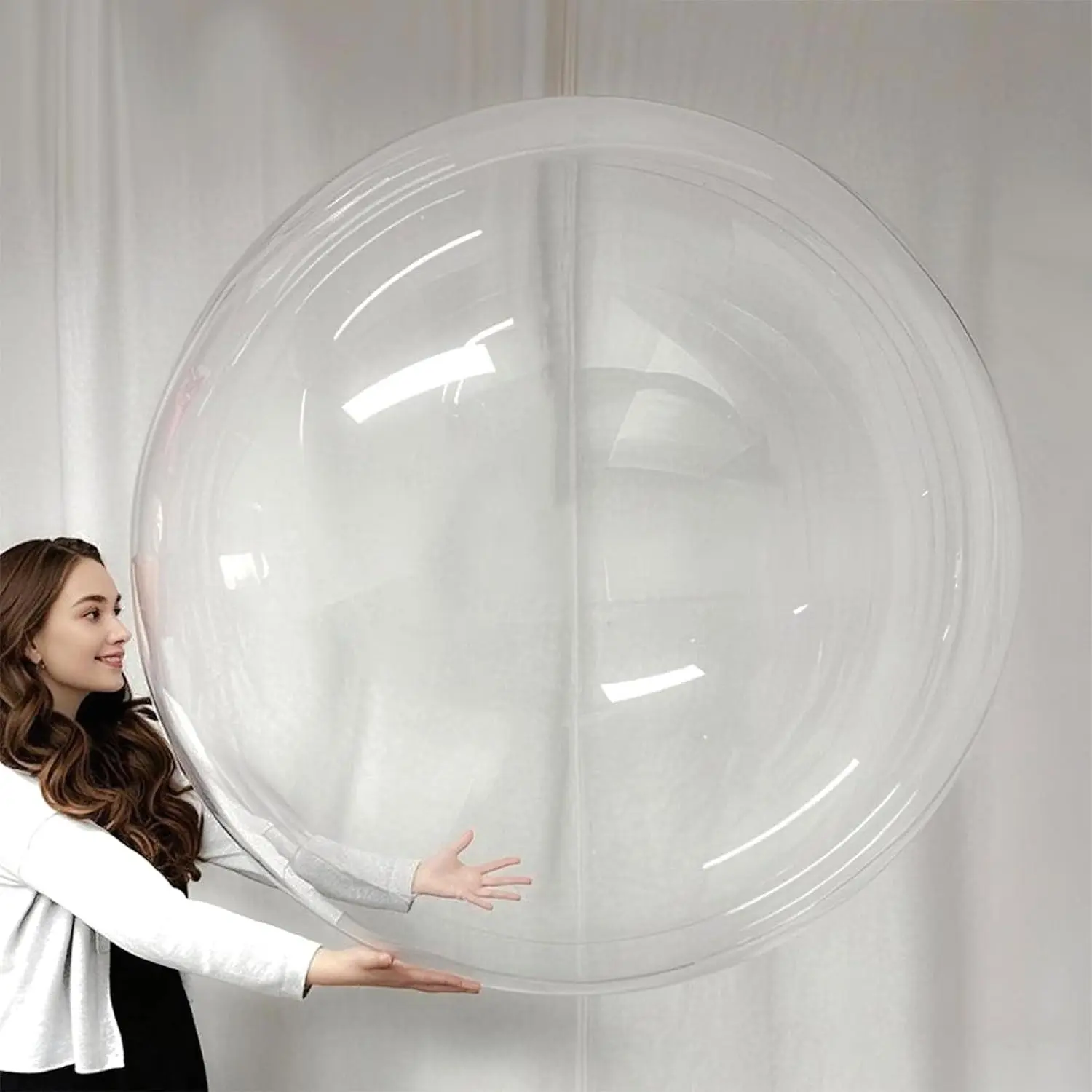 2Pcs Giant 45" Stretched Clear Bobo Giant Clear Bubble Balloon, Self Sealing Transparent Round Bubble Ball Balloons For Wedding Birthday Parties, Events, Advertising
