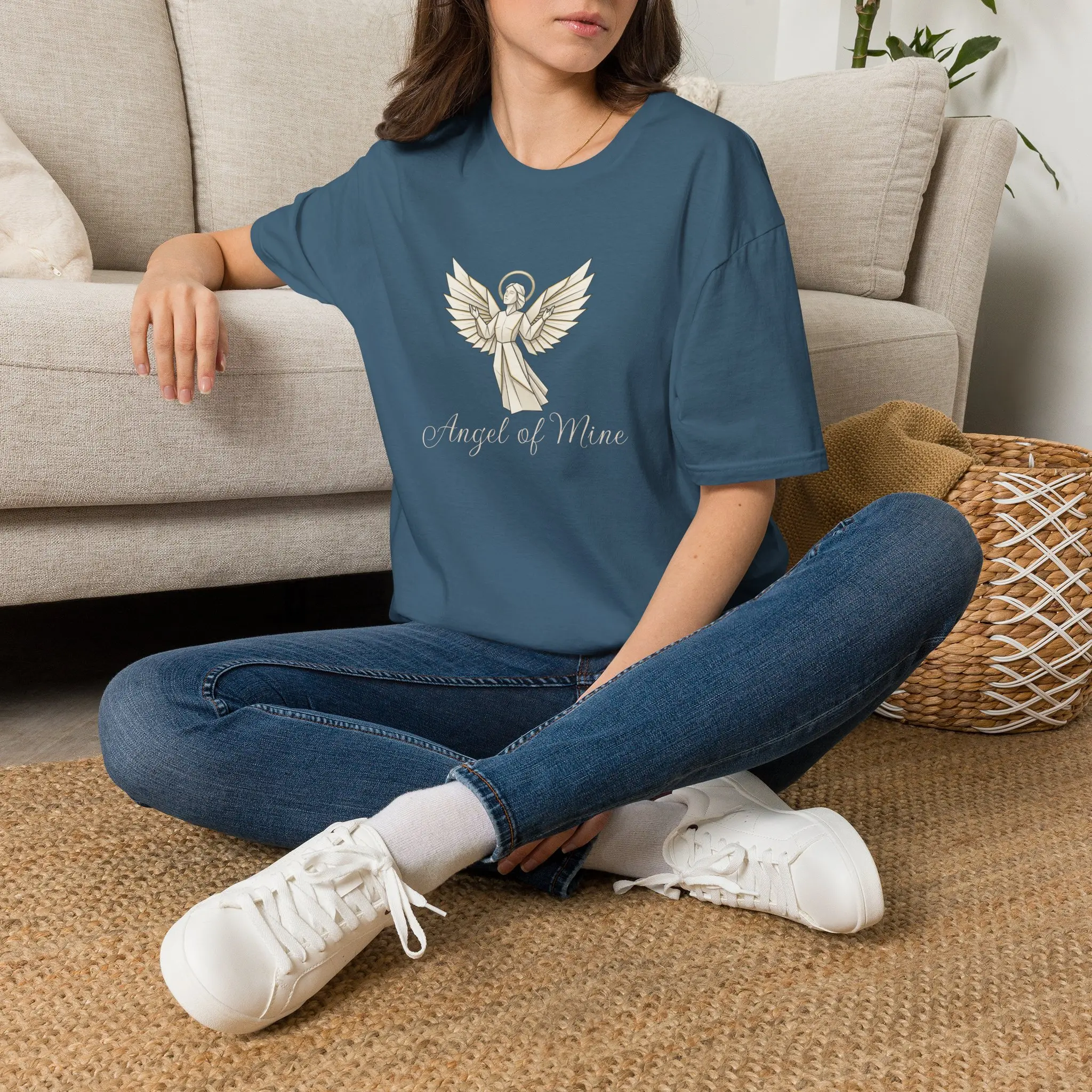 Angelic Line Art Angel Tee | Minimal Religious T-Shirt | Faith Shirt