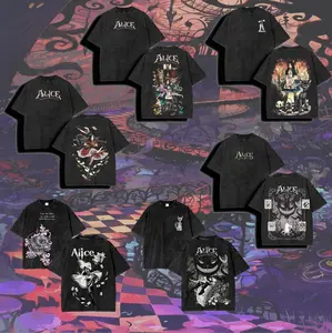 [COLLECTION] Alice Madness Returns Hysteria Washed Cotton T-shirt 2 Sided Oversize Graphic Tee Dark Fantasy Game Merch Goth Aesthetic Unisex Menswear, Streetwear Gamer Clothes Top