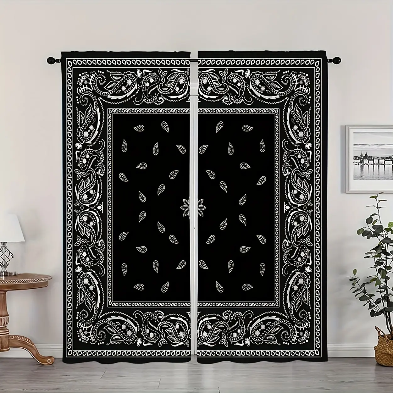 2 pieces, Vintage Paisley Pattern Printed Curtains, for Bedroom, Office, Kitchen, Living Room, and Study Room, Rod Pocket Window Treatment for Home Decoration and Room Decoration, Suitable for Rods