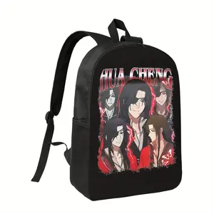 Men'S Anime-Themed Backpack - Large Capacity, Expandable Design for School & Travel, Casual Style, Black with Vibrant Character Print, Perfect for Books & Gear, Backpack for School