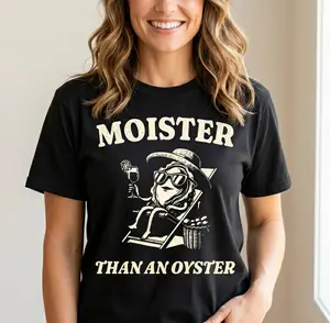 Comfort Colors 1717 Moister Than An Oyster Funny Sarcastic Graphic Tee Retro Beach Vacation Humor Shirt Trendy Summer Pun Joke T-Shirt Vintage Coastal Aesthetic Top Oversized Unisex Casual Cotton Apparel Gift Men Women Womenswear Streetwear