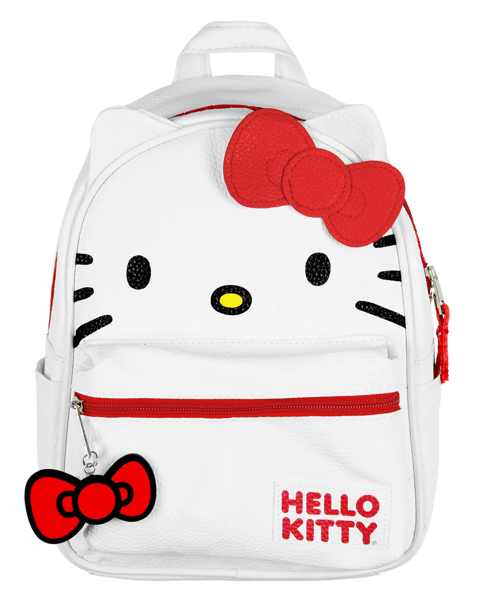 Sanrio Hello Kitty Signature Bow Face and 3D Ear Design Faux Leather Mini Backpack 11" Sanrio Hello Kitty Signature Bow Face and 3D Ear Design Faux Leather Mini Backpack 11"