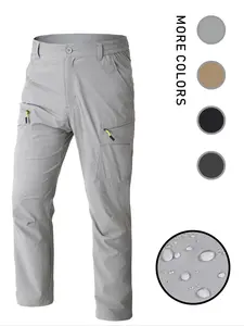 Men's Solid Multi-pocket Cropped Pants, Regular Fit Casual Comfy Waterproof Trousers for Outdoor Work, Fashion Men's Bottoms for All Seasons, Menswear