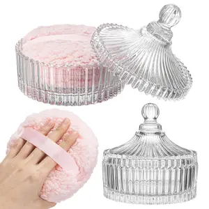 2 Pcs Extra Large Body Powder Puff and Container, 6 Inch Dusting Powder Container with Puff, Body Powder Container and Oversize Soft Washable Powder Puff for Women
