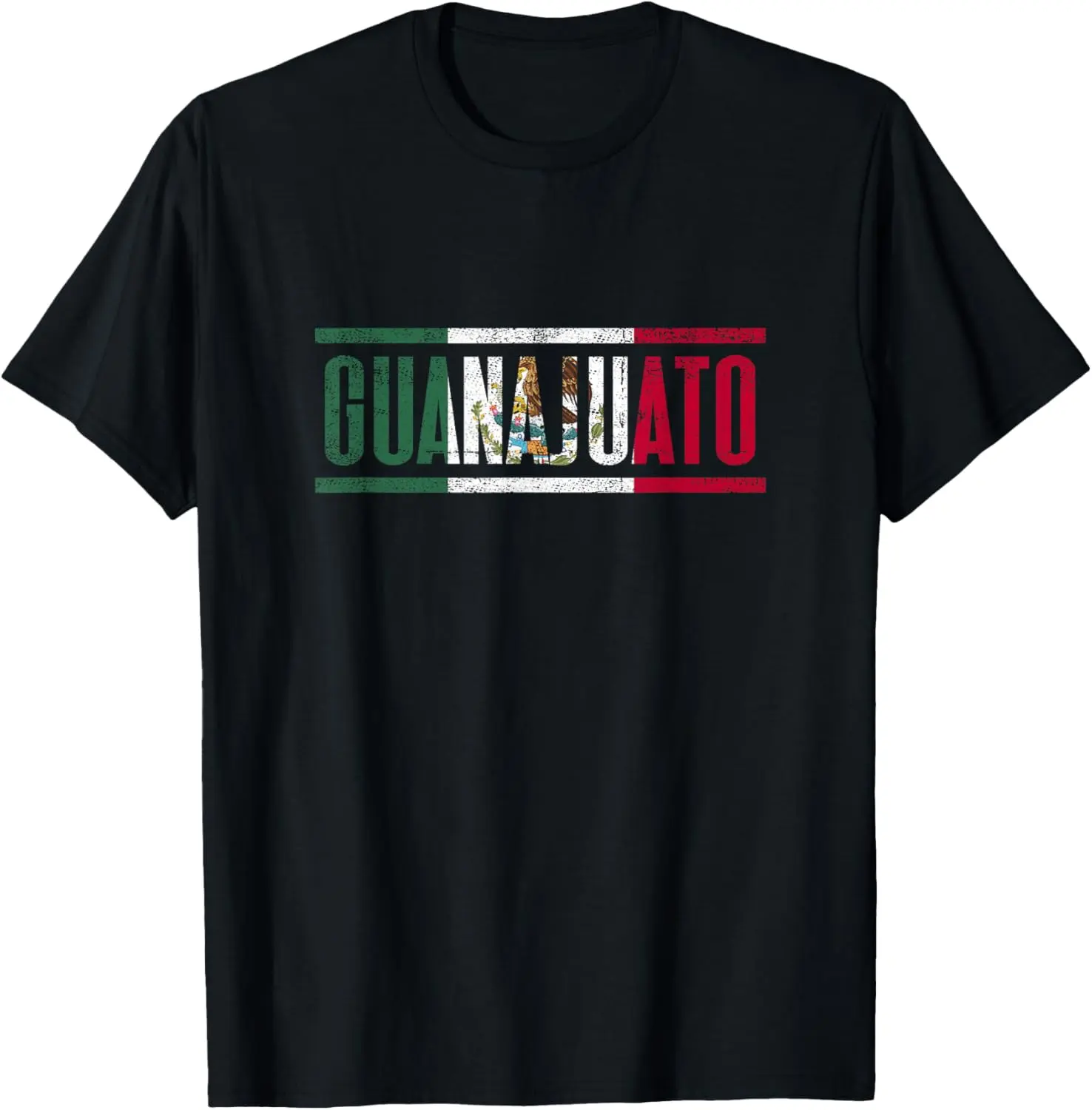 Men's Natural Pure Cotton Round Neck Short Sleeve Guanajuato Mexico Flag Graphic T-Shirt - Casual Fitness Menswear Top, Gift for Men