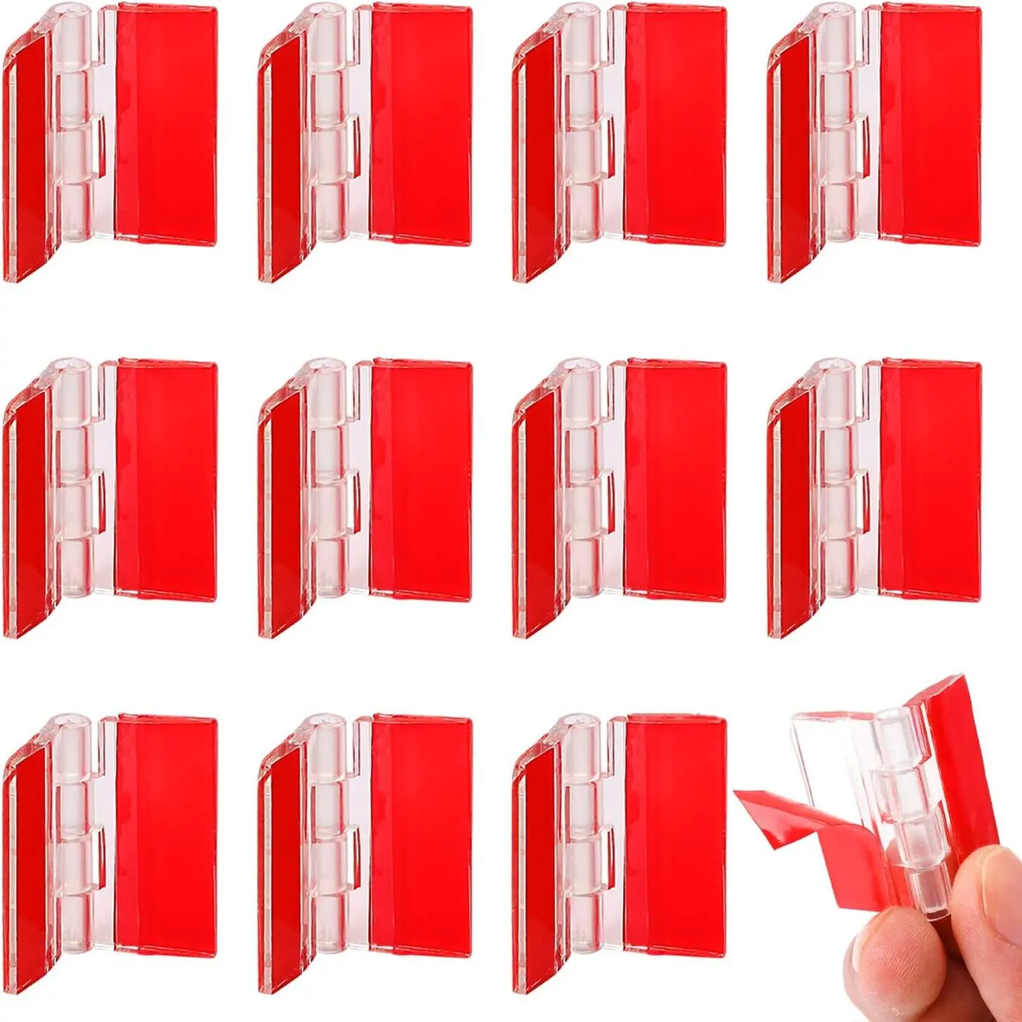 12 Pcs 35x25 mm Mini Transparent Acrylic Hinge Self-Adhesive Small Hinges Folding Hinge, Clear Plastic Hinges for Glass, Crafts, Aquarium Lid, Cabinet, Furniture, Display Stand
