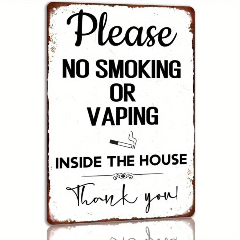 8x12 in (30x20 cm) Vintage Tin Sign - Humorous No Smoking or Vaping Warning Decorative Wall Art for Home, Cafe - Distressed Finish, Rust-Resistant, Fade-Resistant, Hangable Metal Plaque, Ideal Gift