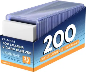 200 Card Sleeves Top Loaders for Cards, 3" x 4" Hard Plastic Toploaders, Baseball Card Protectors, Trading Card Holder for Football Sports Cards (100 Toploaders + 100 Penny Sleeves)