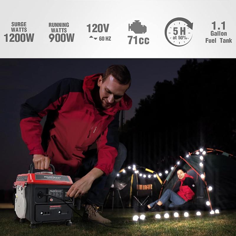 (Storm-Ready)PowerSmart 1200-Watt Portable Generator with Super Quiet, Ultralight for Camping (PS50), generators for house power, fuse machine