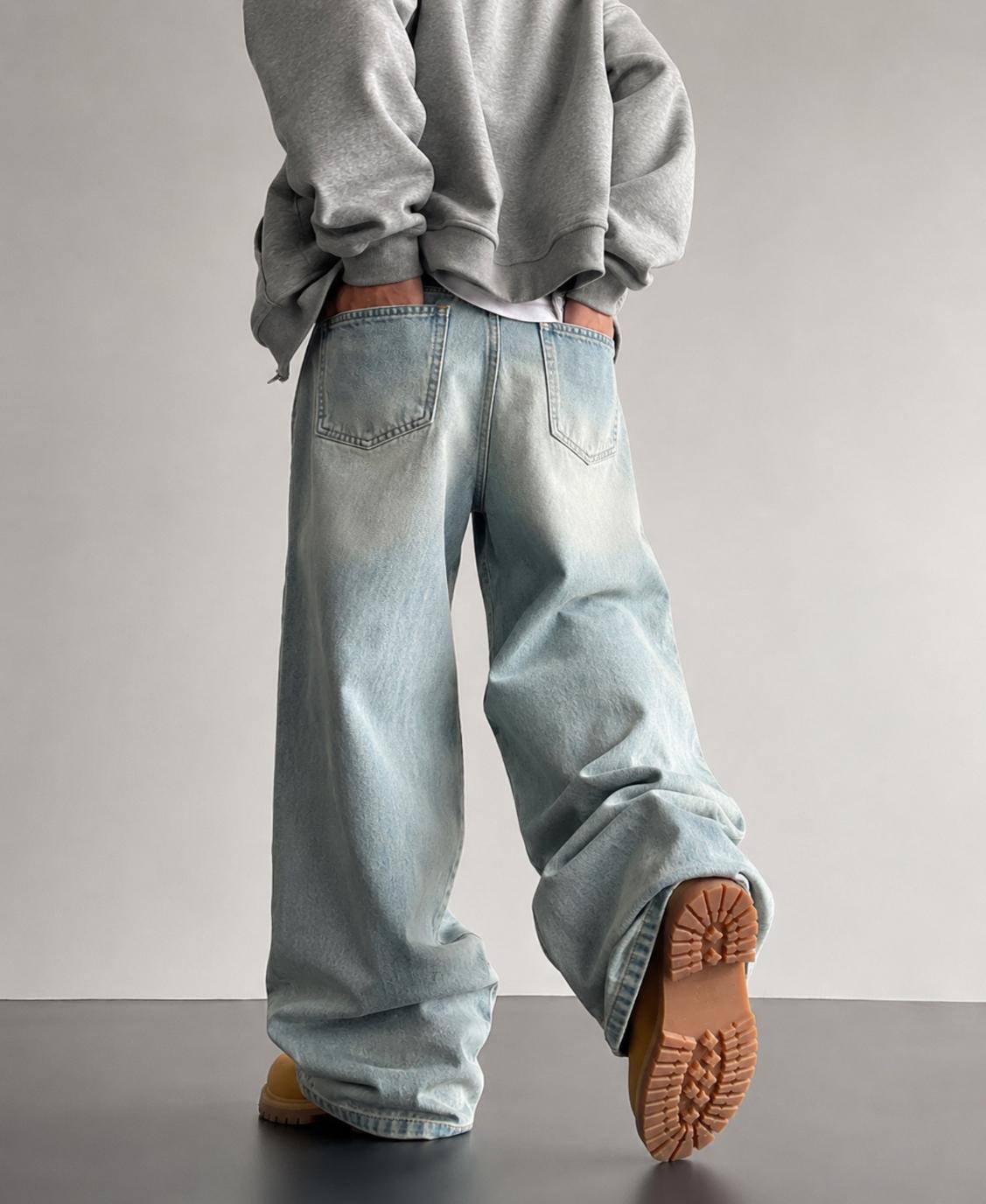Vintage Washed Baggy Jeans for Men Women, Loose Fit Wide Leg Denim Pants, Y2K Streetwear Straight Leg Trousers, Retro Distressed Casual Jeans with Pockets, Unisex Hip Hop Skater Pants for Daily Wear, Travel, Party and Urban Outfits Everyday Wear