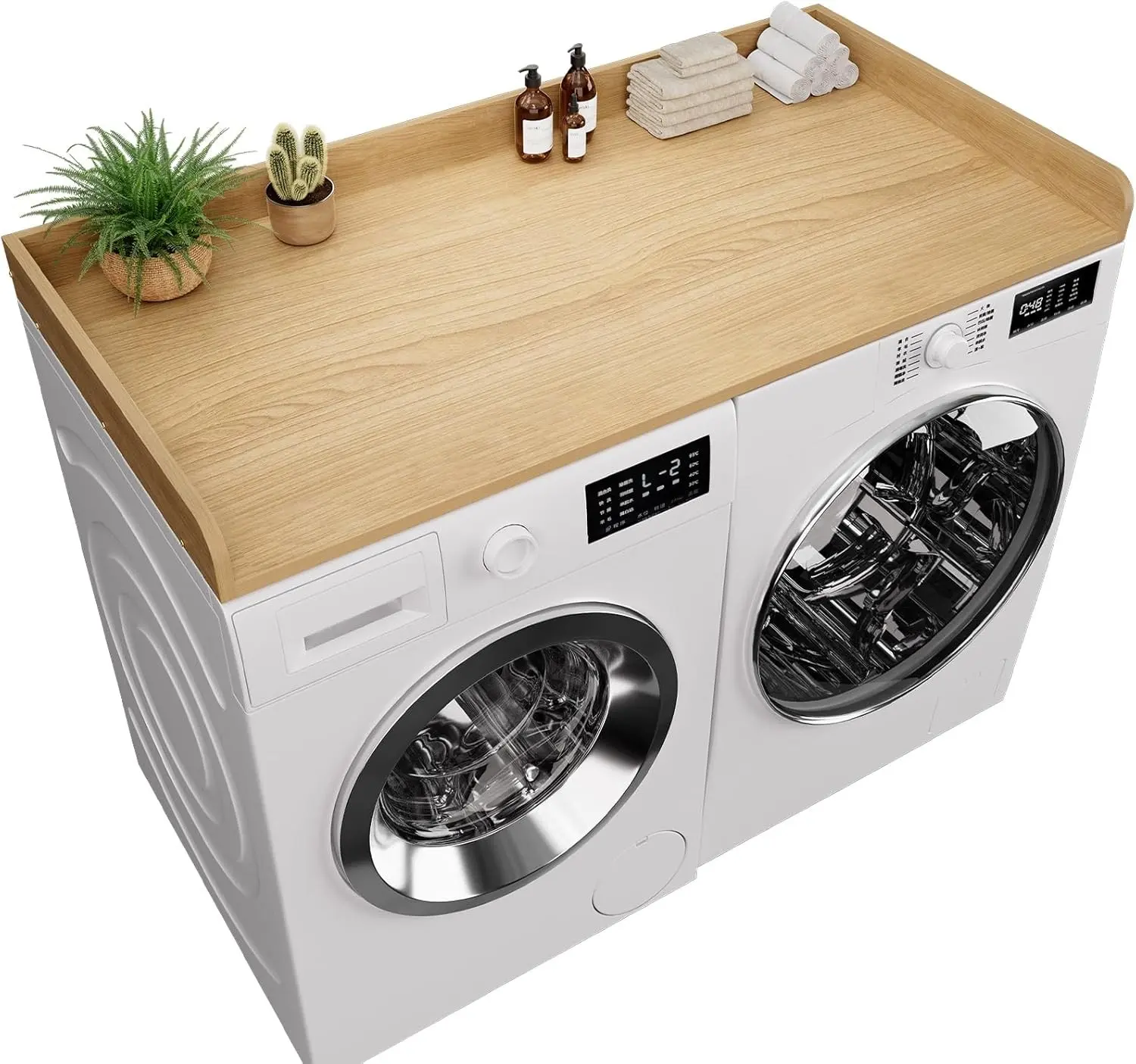 Washer Dryer Countertop, 27.5 x 54 Inch Washer and Dryer Countertop for Laundry Room Organization with Edge Wooden, Oak