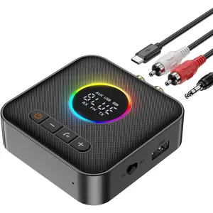 M10 RGB Upgraded Bluetooth 5.4 Audio Receiver Transmitter for TV Home Stereo/Speakers Bluetooth Audio Adapter with Display, USB, RCA, 3.5 mm AUX, FM Radio Input/Output
