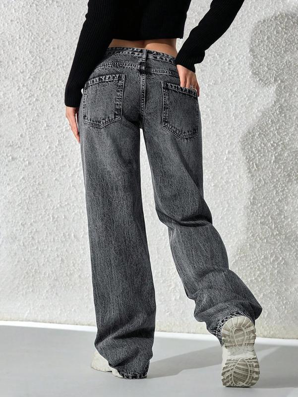 Flvsun-Wide Leg Baggy Jeans for Women–Y2K Low Rise Denim jeans, Button Closure & Belt Loose Fit,baggy Fit Jean  Basic  Minimalist Bottoms