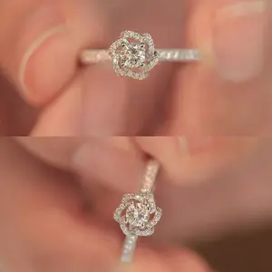 Rose microset with gemstone zircon ring Hand bouquet proposal imitation gemstone ring engagement ring popular jewelry