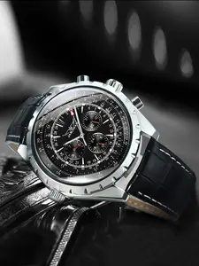 1pc Fashion Sports Automatic Mechanical Watch for Men Multifunctional Small Dials Top Brand Leather Strap Business Casual Mens Watches Gifts