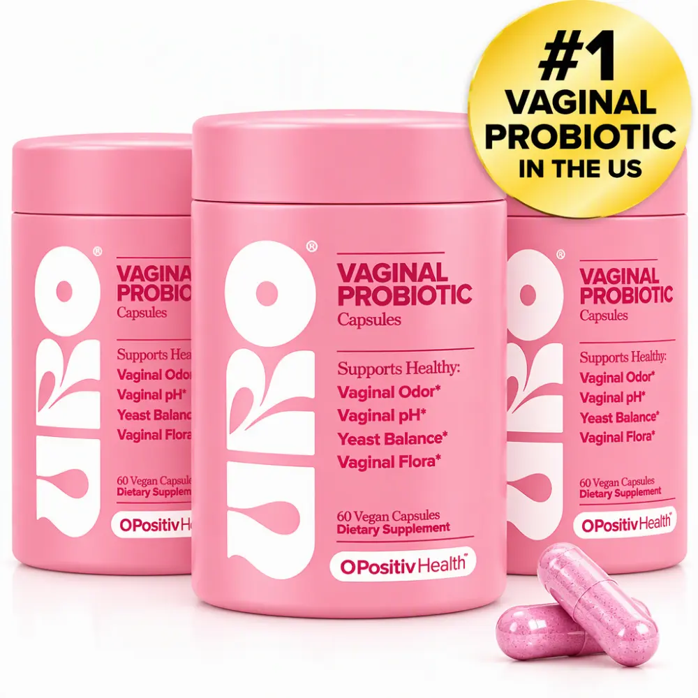 O Positiv Healthcare Women's Edible Vaginal Probiotic Dietary Supplement Capsules, with Probiotic Blend & XOS Prebiotics, Feminine Wellness Support, 60 Vegan Capsules