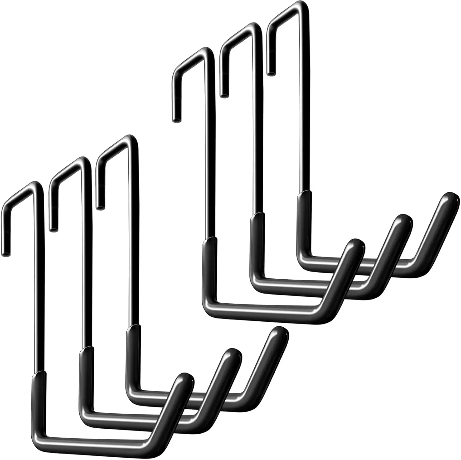 Black Large Non-Slip Coating S-Hooks (6-Pack) - Multi-Purpose Rafter Hanger for Hanging, Suspending Garage Gear, Kayaking Equipment