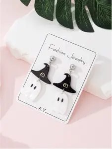 1 Pair Halloween Horror Frame & Ghost Design Fashion Jewelry Earrings, Perfect Decoration For Holiday Parties