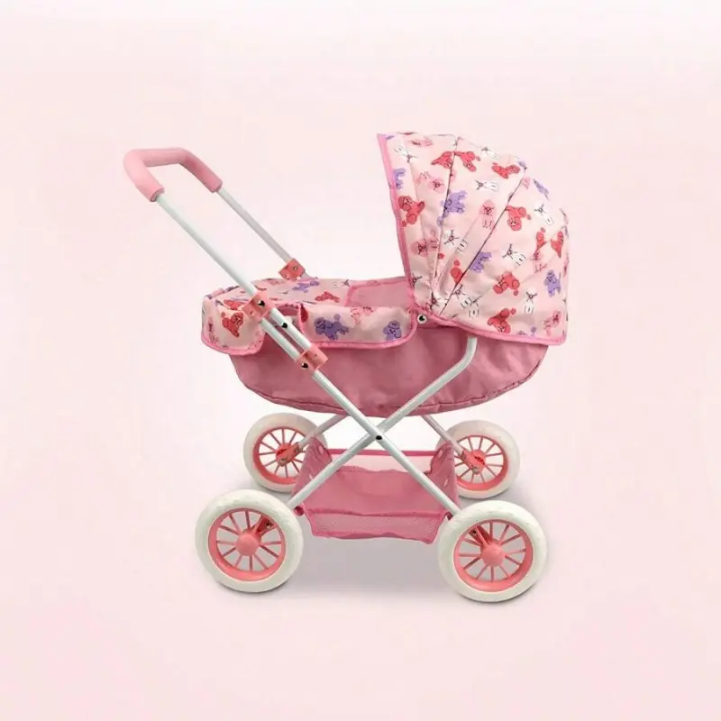 Foldable Doll Stroller Toy (Polyester) - 1 Set for 11-18 in Dolls, Quiet Wheels, Comfortable Handle, One-Size Design, Ideal for 3+ Year-Olds, Perfect Gift for Children's Festivals & Birthdays