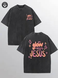 Men's washed cotton T-shirt, all cotton, casual sports style top T-shirt, trendy and fashionable street style, suitable for travel and sports wear
