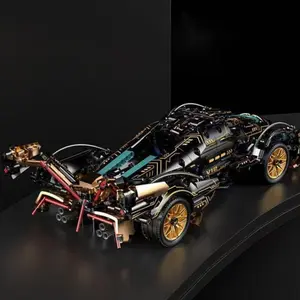 2026 Ideal Toy Gift, Super Block Race Car, V12 Block Car, and Gold Accessories, Detailed Wooden Model Car, Birthday/halloween Gift, Building Blocks Model, Car Model Kit