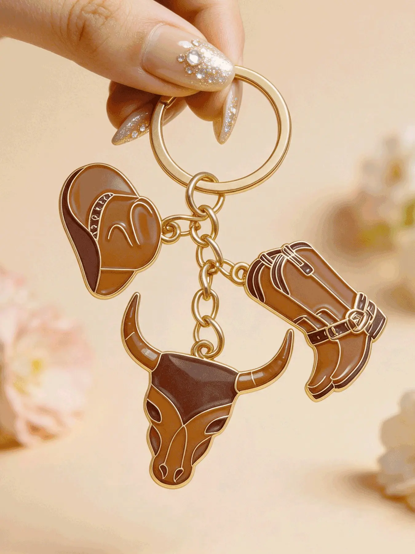 Western Cowboy Aesthetic Keychain, Vintage Weathered Style, Perfect for Daily Backpack Accessories, Western Culture Collectible Gift, Outdoor Enthusiast Souvenir