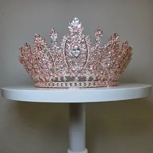 Cubic Zirconia Rose Gold Crown - Elegant & Versatile Accessory for Weddings Parties & Casual Events - Timeless Chic Jewelry Piece